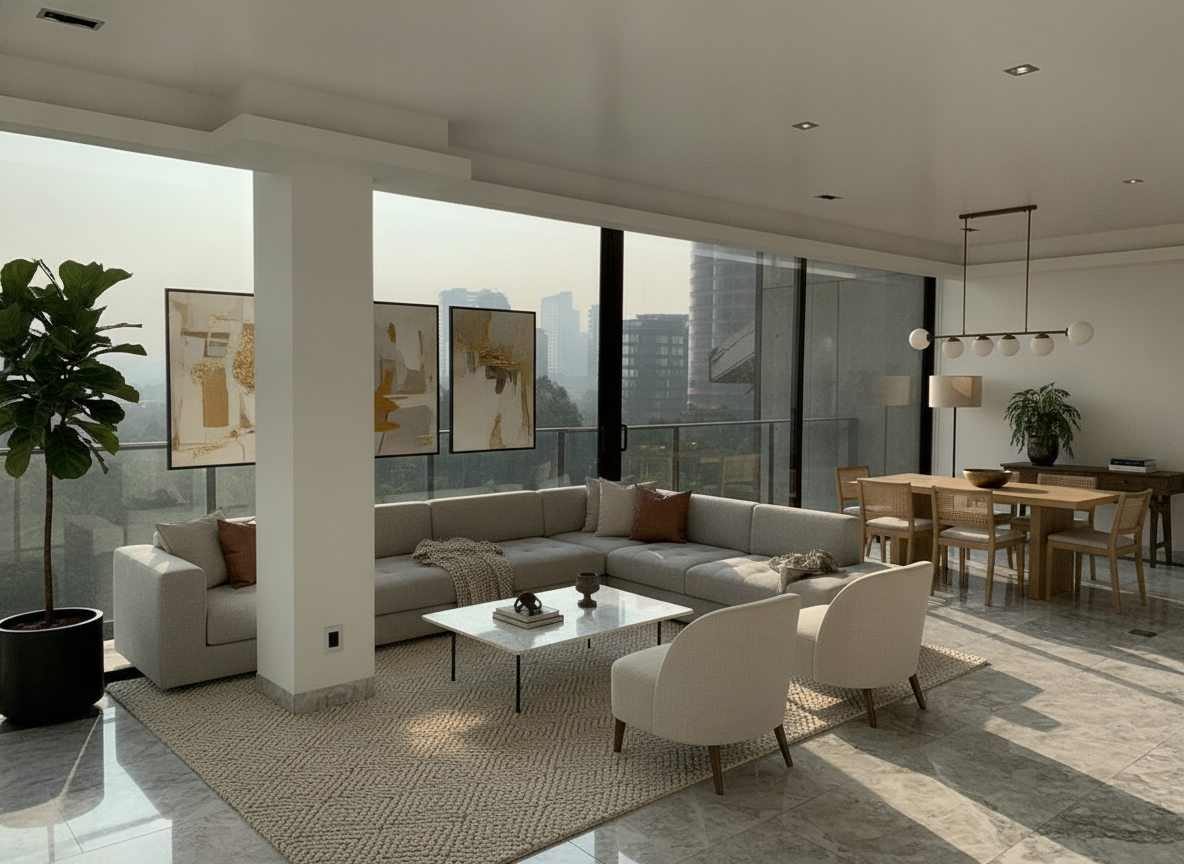Departamento en Polanco — sala con amueblado virtual
